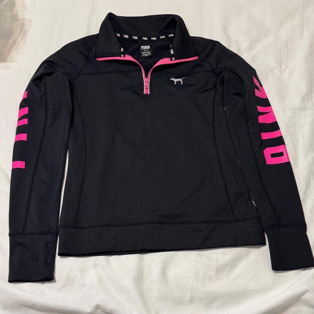 PINK Victoria's Secret Black and Pink Sweatshirt